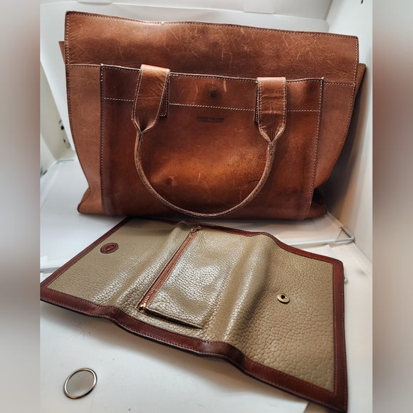 Dooney And Bourke Vintage Alto Executive Cognac Tote And Wallet - Picture 13 of 17